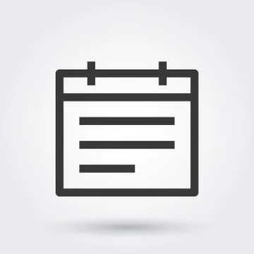 Vector, Event Calendar Schedule, Line Icon with shadow Stock Illustration