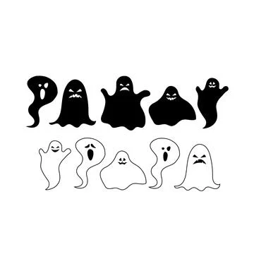 Vector evil ghost in outline and silhouette Stock Illustration