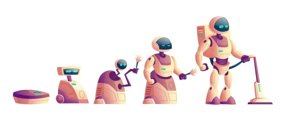 Vector evolution of robots, vacuum cleaner concept Stock Illustration