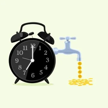 Vector exchanging time with money, selling life time on a yellow background Stock Illustration