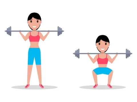 Vector exercise squatting with a barbell Stock Illustration