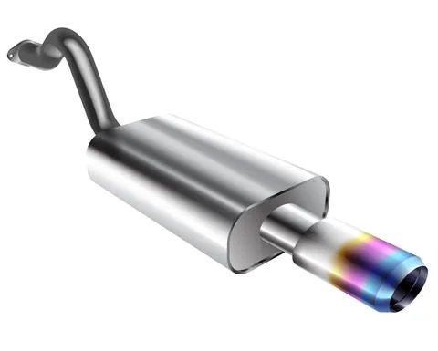 Vector exhaust pipe, car part silencer 스톡 일러스트