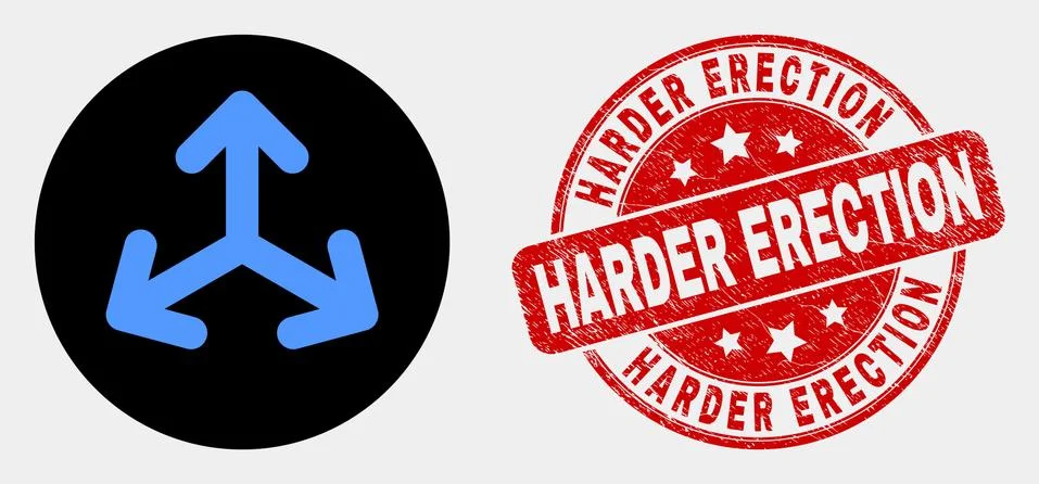 Vector Expand Arrows Icon and Scratched Harder Erection Stamp Seal Stock Illustration