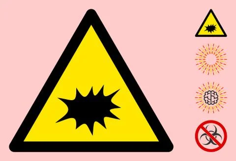Vector Explode Warning Triangle Sign Icon Illustrazione stock