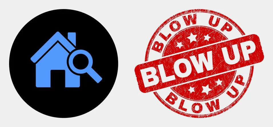 Vector Explore Realty Icon and Distress Blow Up Seal Ilustração Stock