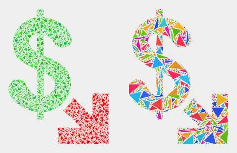 Vector Export Dollar Mosaic Icon of Triangle Elements Stock Illustration