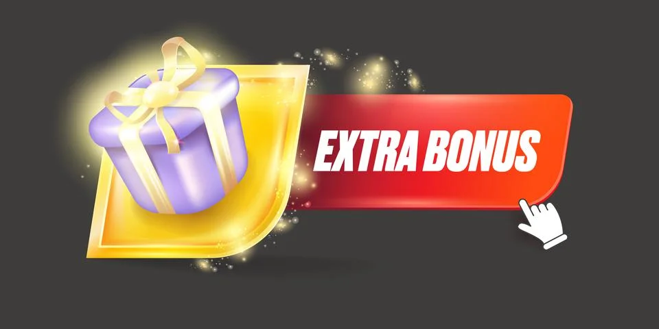 Vector extra bonus horizontal banner design template with gift icon and button 스톡 일러스트