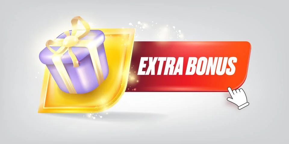 Vector extra bonus horizontal banner design template with gift icon and button 스톡 일러스트