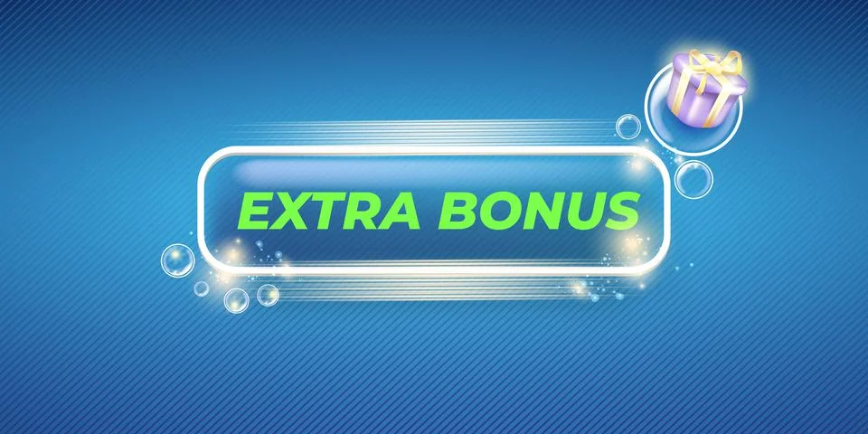 Vector extra bonus horizontal banner design template with gift icon and button Illustrazione stock