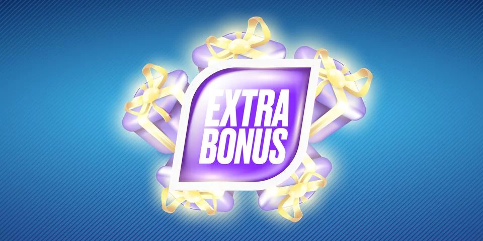 Vector extra bonus horizontal banner design template with gift icon and button Illustrazione stock