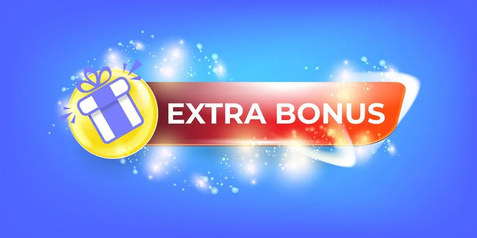 Vector extra bonus horizontal banner design template with gift icon and button 스톡 일러스트