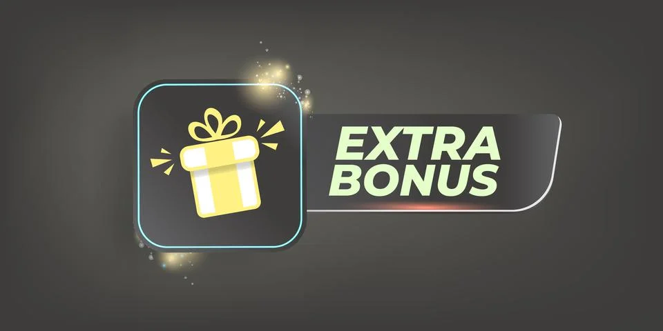 Vector extra bonus horizontal banner design template with gift icon and button 스톡 일러스트