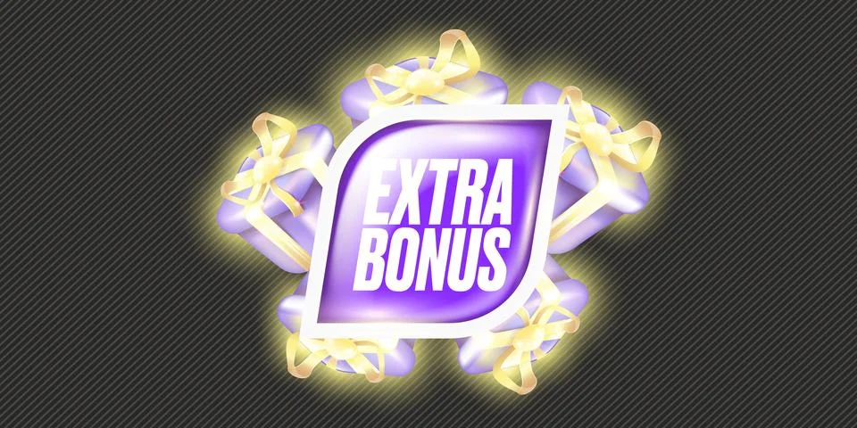 Vector extra bonus horizontal banner design template with gift icon and button Illustrazione stock