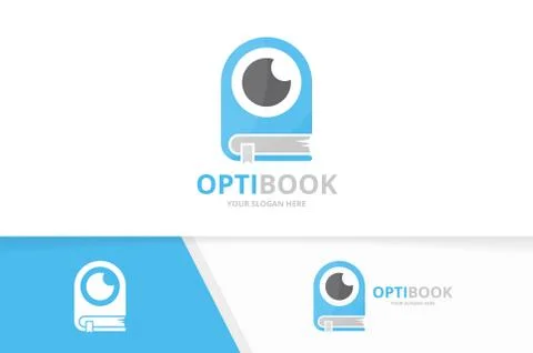 Vector eye and book logo combination. Optic and library symbol or icon. Unique Stock Illustration