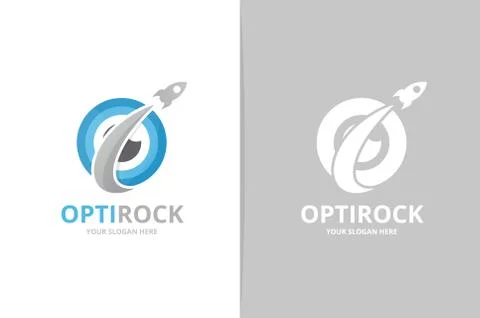 Vector eye and rocket logo combination. Unique vision and flight logotype design Illustrazione stock