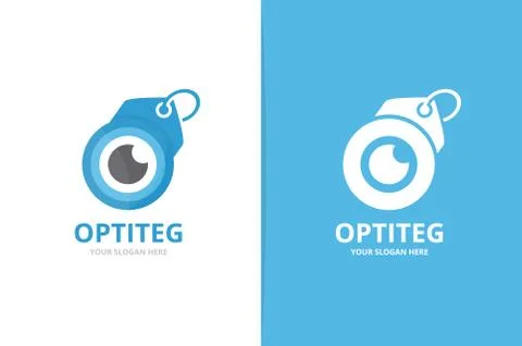 Vector eye and tag logo combination. Optic and shop symbol or icon. Unique Stock Illustration