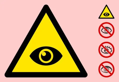 Vector Eye Warning Triangle Sign Icon Illustrazione stock