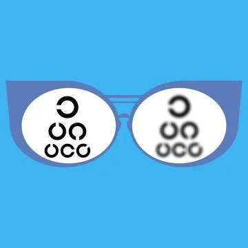 Vector Eyeglasses with zoom effect and eye test health. Reading eye glasses w Stock Illustration