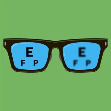 Vector Eyeglasses with zoom effect and eye test health. Reading eye glasses w Stock Illustration