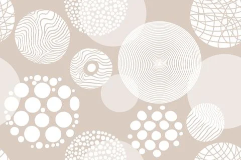 Vector fabric circles abstract seamless pattern background with hand drawn Illustrazione stock
