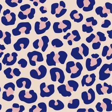 Vector Fabric or Paper Minimal Abstract Leopard Pattern in Pink &amp; Blue Stock Illustration