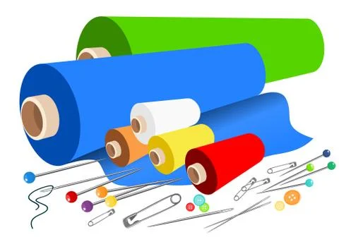 Vector fabric sewing accessories Stock Illustration