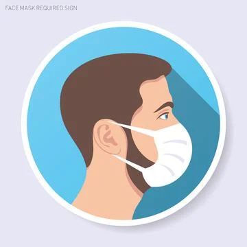 Vector face mask required circle web icon Illustration