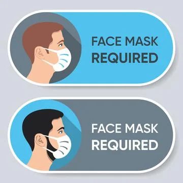 Vector face mask required sign horizontal set イラスト素材