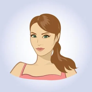 Vector face portrait of beautiful young woman. Stock Illustration