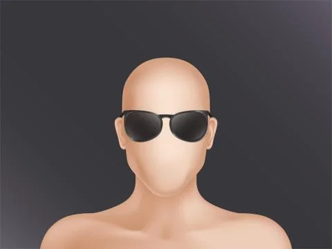 Vector faceless human model, head in black glasses Stock-Illustration