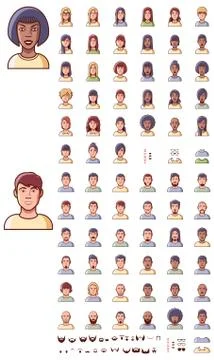 Vector faces icon set Illustrazione stock