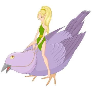 Vector fairy on bird Stock Illustration