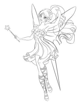Vector fairy outlined Stock Illustration