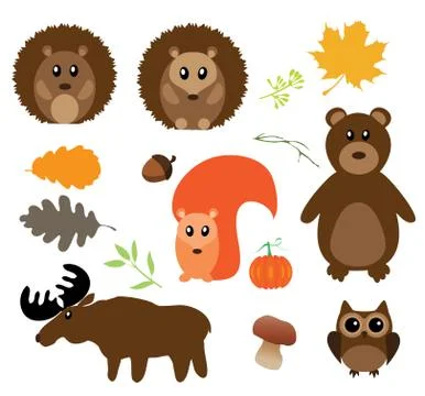 Vector Fall Animals Stock Illustration
