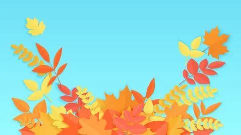 Vector Fall autumn colorful gradient paper leaves background. Stock Illustration