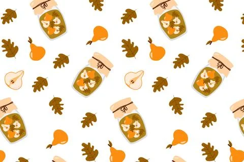 Vector Fall Background with fruit Drink and leaves Stock Illustration