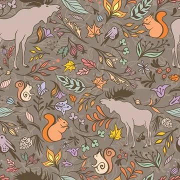 Vector Fall Forest Pattern Illustrazione stock