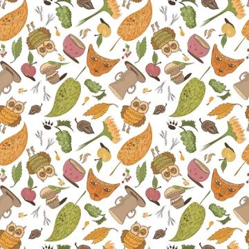Vector Fall Sketch Pattern Stock Illustration