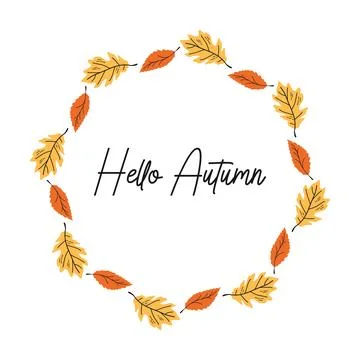 Vector fall wreath with orange and yellow leaves Stock Illustration