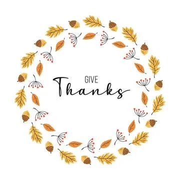 Vector fall wreath with orange and yellow leaves, acorn and rowan berries Stock Illustration