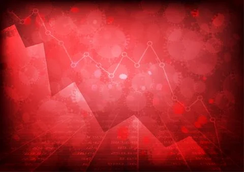 Vector : Falling business graph with virus background Stock Illustration