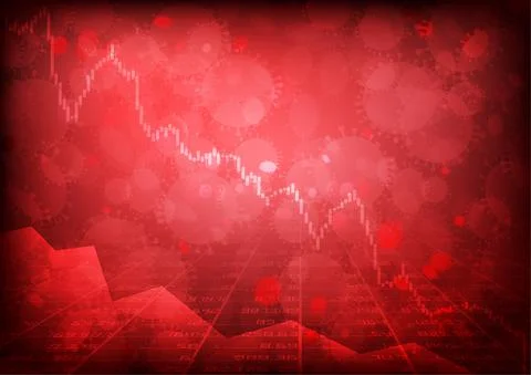 Vector : Falling business graph with virus background Stock Illustration