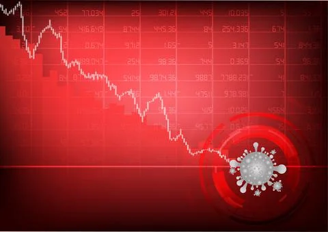 Vector : Falling business graph with virus on stock board Stock Illustration