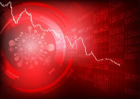 Vector : Falling business graph with virus on stock board Stock Illustration