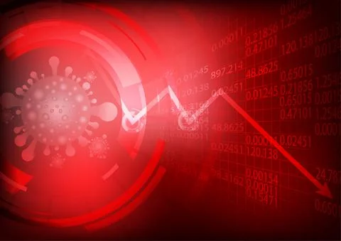 Vector : Falling business graph with virus on stock board Stock Illustration
