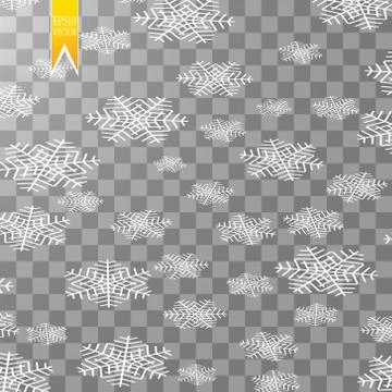 Vector falling isometric snow effect isolated on transparent background with Stock Illustration