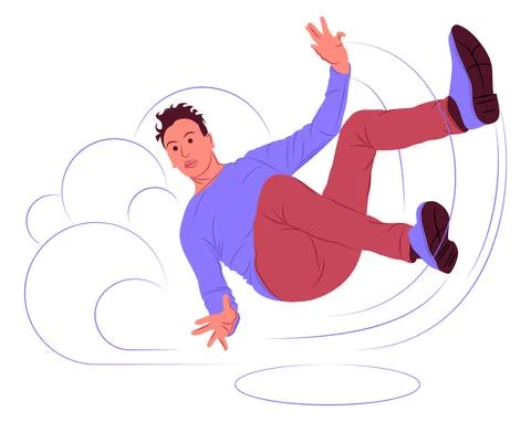 Vector falling man in shadow of sharp lines style Stock Illustration