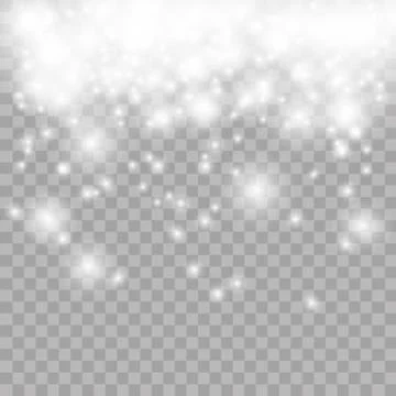 Vector falling snow effect isolated on transparent background with blurred bokeh Stock Illustration