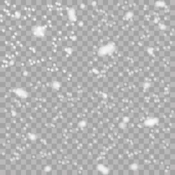 Vector falling snow effect isolated on transparent background with blurred bokeh Stock Illustration