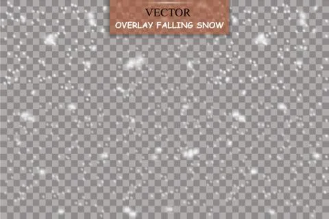 Vector falling snow effect isolated on transparent background with blurred bokeh Stock Illustration